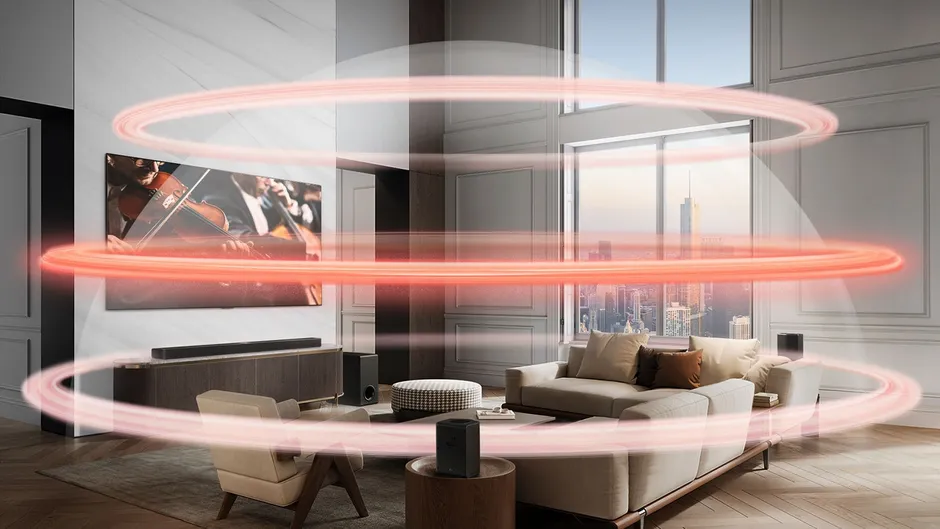 Soundbar LG S95TR in un salotto