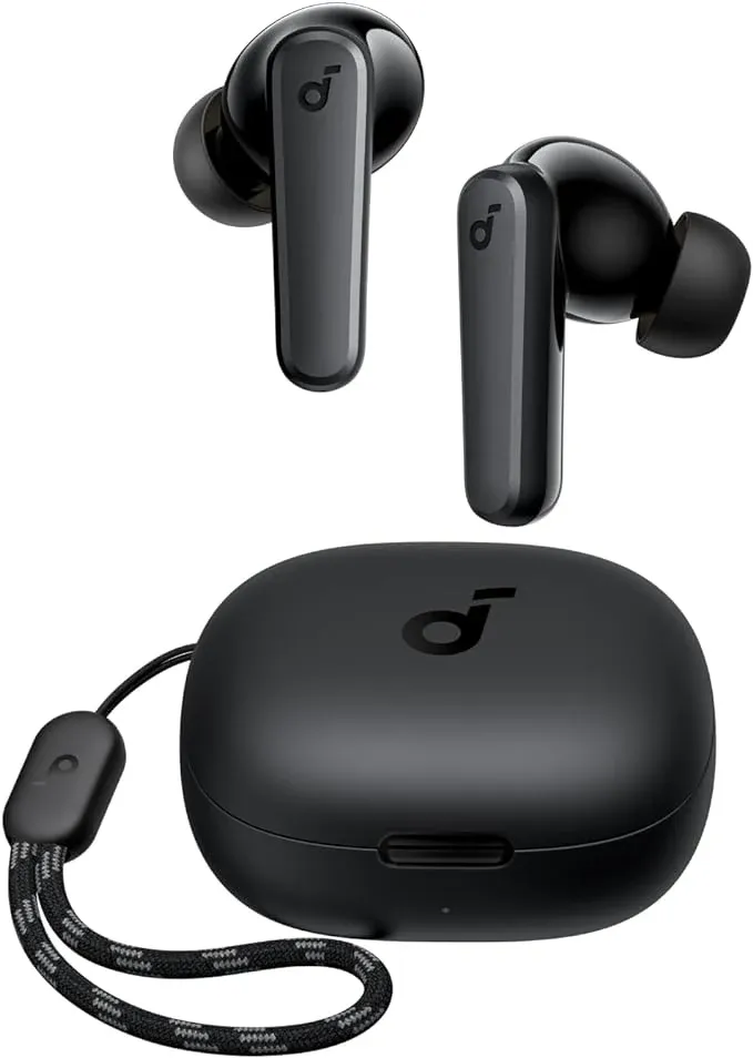 Soundcore P20i — auricolari e custodia con cordino integrato