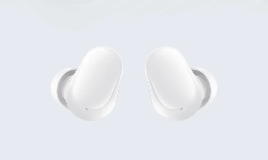 Xiaomi Redmi Buds 6 Play — vista frontale degli auricolari, colore bianco